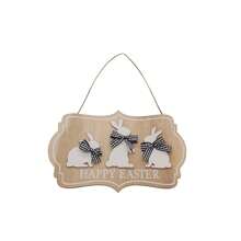 1 件木制复活节工艺品字母兔子装饰复活节快乐派对装饰欢迎每只兔子吊坠蓝色/粉色兔头吊坠适合节日气氛装饰 - 彩色 - 查看 16