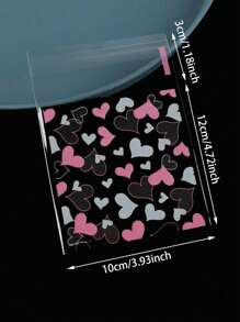 100pcs/Set Heart Shaped Gift Bags, Sizes: 7*7cm, 10*10cm, 14*14cm