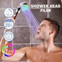 LED Rain Shower Head, Negative Ion Filtering Type, High-Pressure Water-Saving Type, 7 Colors, Automatic Sensing, No Battery Required, Uses Handheld Spray Head, 1.6 Gallons Per Minute, Suitable For Dry Skin And Hair Home Bathroom Decor Fall Decor Bathroom Accessories - Multicolor - View 3