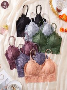 6pcs/Set Women Lace Wireless Comfortable Sexy Lingerie Bras - Nhiều màu - Xem 4