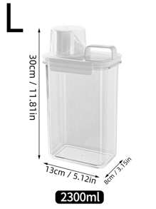 1pc [Size L | 2.3L]Washing Powder Storage Box, Washing Powder Rack, Large Capacity Washing Powder Dispenser Of With Measuring Cup, Sealed Washing Powder Storage Container, Household Washing Powder Storage Bucket,Grains - Clear - View 4