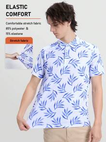 RODEEL Men's Graphic All-Over Printed Short-Sleeved Lapel Micro-Elastic Regular Summer Sports Top Quick-Drying Sun Protection And Moisture-Wicking Polo T-Shirt