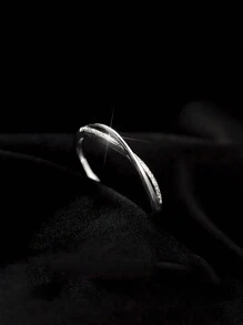 1pc Simple Line Criss-Cross Adjustable Ring, Elegant Minimalist Style, Suitable For Everyday Wear