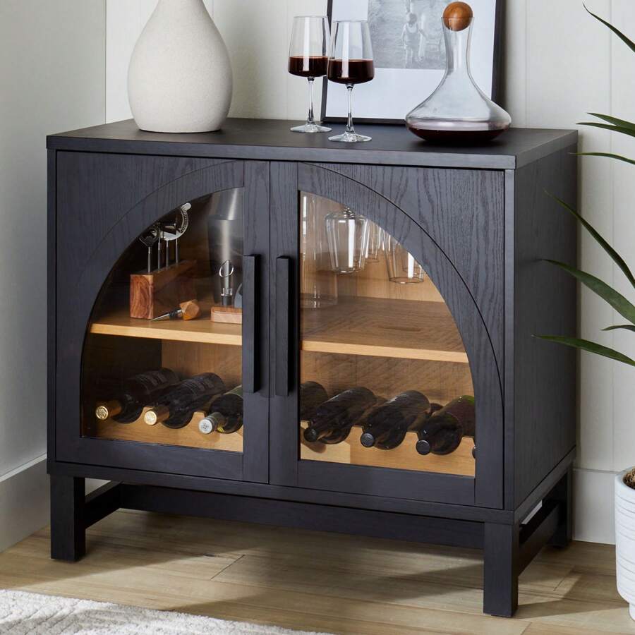 Better Homes & Gardens Juliet Arc Door Kitchen Console, Black Finish - màu đen - Xem 1