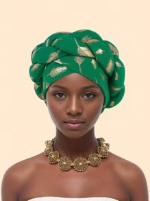1 Piece Bronzing African Headtie Braid Turban Caps For Women Nigeria Wedding Geles Party Headgear Headpiece Auto Gele Female Head Wraps - Feather Gilded Braid - View 16