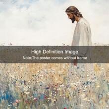 1PC Unframed Jesus Leaves The 99 Retro Art Poster Christian Wildflowers Field Vintage Painting Canvas Print Rustic Farmhouse Wall Decor Picture For Dorm,Apartment,Living Room,Bedroom,Modern Home Decoration - Multicolor - View 6