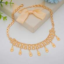 1pc Elegant Gold Plated Copper Starry Sky Waterdrop Tassel Scarf Necklace, Multi-Layer Necklace With Exquisite Chain Suitable For Holidays, Weddings, Back To School Season, Parties, Gifts For Lover, Best Friend - Gold - View 13