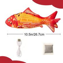 Floppy Fish Cat Toy, Moving Cat Kicker Fish Toy, Cat Toys Flopping Fish With Silver Vine And Catnip, Motion Kitten Interactive Exercise Toys For Indoor Cats, Wiggle Fish Catnip Toys - Cá Koi đỏ - Xem 9