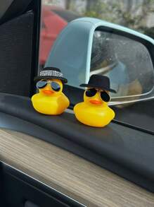 1 件黑色水钻装饰鸭子汽车饰品，水钻可爱鸭子装饰，适用于汽车内饰