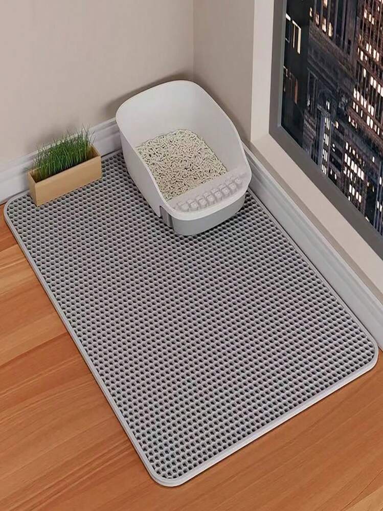 1.2厘米厚防水猫砂垫，双层可水洗猫砂盆垫，适用于小型、中型和大型猫砂盆 - 灰色 - 查看 1