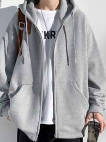 Plus Size Zippered Sweatshirt G1,G2.G3 - Gris - Ver 1