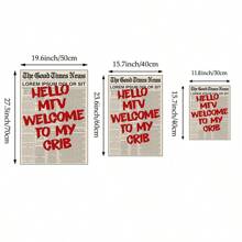 Tranh treo tường "Chào mừng đến với ngôi nhà ấm cúng của tôi" (1 tấm), in trên vải canvas, dòng chữ biểu tượng của MTV, trang trí hài hước, phù hợp cho phòng ngủ, phòng khách, văn phòng, phong cách áp phích báo chí cổ điển, có thể chọn không khung hoặc có khung, món quà tuyệt vời dành cho phái nữ. - Nhiều màu - Xem 7