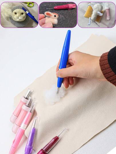 1 Set de Agujas de Fieltrar, Agujas Individuales o Múltiples Herramientas de Punch Needle para Manualidades de Arte con Fibras, Fieltro de Lana de Oveja, Pelo de Gato y Perro, Disponible en Versiones de 1, 3, 5 y 8 Agujas