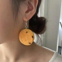 2 szt. Kolczyki z ciasteczkami, Realistyczne kolczyki z imitacją jedzenia, Kolczyki z ciasteczkami dla kobiet do codziennego noszenia, Prezent dla miłośników ciasteczek