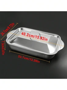带盖超大重型不锈钢烤盘 - 不粘厚矩形烤盘，适用于甜点、面包和海鲜 - 非常适合烧烤、自助餐和节日
