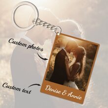 1pc Personalized Letter Acrylic Photo Keychain, Customized Couple/Name/Text Color Acrylic Keyring, Valentine's Day, Graduation, Birthday, Anniversary, Father's Day, Mother's Day, Best Friend, Gift For Him/Her