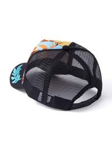 1 pieza Gorra de béisbol para pareja con protección UV, bordado, de poliéster transpirable y con estampado de hojas, de estilo casual - gorra de malla - Ver 10