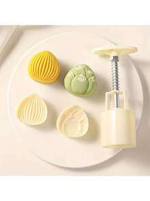 3pcs Chestnut MoonCake Mold Set 50g, Mid Autumn Festival DIY Hand Press Cookie Stamps Pastry Tool Moon Cake Maker,Mung Bean Cake Mould,Fruit Cookie Cutters For Baking,1 Mold 2 Stamps - White - View 8