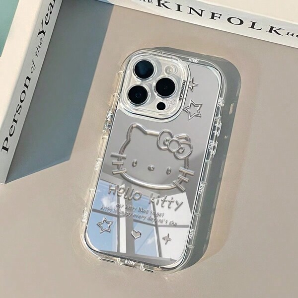 Sanrio Custodia per telefono compatibile con iPhone 16/15 Promax, iPhone 14 Pro, iPhone 13 Pro, con specchio carino Sanrio Hello Kitty, di colore crema