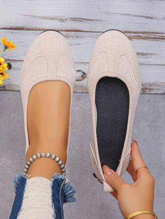 Women's Simple Flat Slip-On Casual Shoes, Versatile Fashion