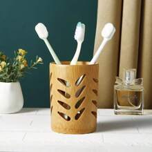 Bamboo Toothbrush Holder Bamboo Toothbrush Accessories Toothbrush Pen Makeup Brush Organizer  (Circular )