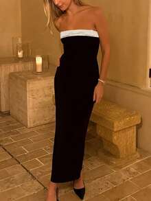 Women Summer Bow Decor Tight Fitted Dress, Wedding Guest Dress, Party Dress