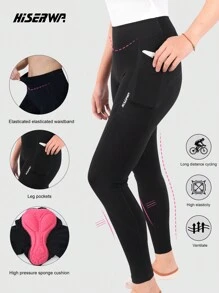 HISERWA Women's Cycling Pants With Side Pockets, Shock-Absorbing Silicone Foam Breathable Pad, High Elasticity Lifting Buttocks Design