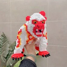 10.000 piezas Puzzle de bloques de construcción de elementos clásicos de montaña y mar con partículas pequeñas, Puzzle artesanal DIY del dios bestia clásico de montaña y mar Bai Ze Zhu Fu para decoración - modelo - Ver 10