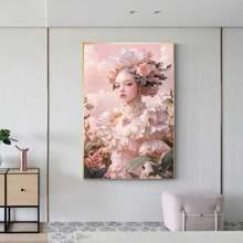 Beautiful Women Wall Art, Wildflower Landscape Print, Abstract Flower Spring Print, Flower Meadow, Vintage Style Art, Modern Decor Poster, Poster Prints, Framed And Ready To Hang. (30x45cm)12x18inch Framed