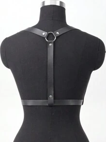 Adjustable Black PU Leather Chest Harness, Handmade Gothic Style Chest Harness With Buckle, Fashion Statement Accessory, Steampunk Clothing Accessory - Black - View 10