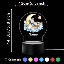 1 szt. Spersonalizowana nazwa z kreskówkowym misiem śpiącym na księżycu. Kreatywny prezent. Iluzja światła 3D. Lampka nocna LED. Ciepłe światło. Prezent urodzinowy. Prezent świąteczny. Dekoracja. Lampka nocna na biurko. Spersonalizowane prezenty. Wystrój pokoju. Wystrój domu. Wystrój jesienny. Dekoracje świąteczne. Zabawki. Spersonalizowane rękodzieło. Szykowna jesień. Dom i styl życia. Świąteczna atmosfera w domu. Jesienne odświeżenie domu. Dekoracje świąteczne. Harmonia w domu.