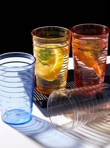 5 件装透明塑料可重复使用杯子、水杯、漱口杯 - 無色 - 查看 3