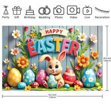 1 pezzo Decorazione da parete per stanza, sfondo decorativo con coniglietto di Pasqua e uova, perfetto per decorare una stanza per feste di compleanno, non lavabile, dimensioni 210x150/150x100/100x75 cm