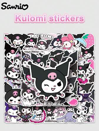 Sanrio 100pcs Cute Kuromi Cartoon Stickers For Phones, Computers, Tablets, Creative Decorative Stickers