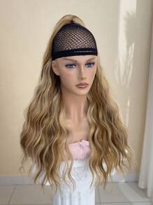 Klaue Pferdeschwanzverlängerungs Haarzubehör 24-26 Zoll Braune Blonde Lange Natürliche Welle, Hitzebeständige Synthetische Faser Pferdeschwanz Haarstück Für Mädchen Frauen, Tägliche Verwendung