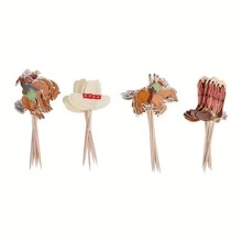 24/48 件西部牛仔风格纸杯蛋糕装饰物，适合生日派对，可选蛋糕装饰，适合派对蛋糕装饰！