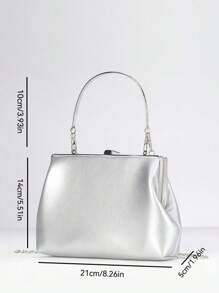 情人節禮物 大容量金屬扣簡約浪漫手提晚禮服包&結婚手拿包 - 銀色 - 查看 6