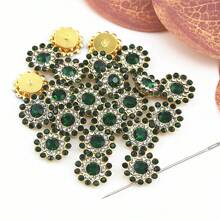 14MM Sunflower Hand Sewn Rhinestone 50Pcs/Pack Shiny Handmade Glass Sewing Crystal Sewing On Decorative Beads Flat Back Gold Base With Holes Gem DIY Accessories Needle And Thread Materials Sew On Stones Strass Beads Used For Decorating Clothes, Dress, Bags, Shoes, Brooches , Earrings, Handicrafts - Red - View 5