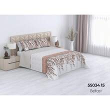 STARLEY-Colcha Bouti Estampado Belfast para Verano y Entretiempo 100% Poliéster. Incluye Funda de Cojín, Cubre Cama Fina, Ligera y Suave. Variedad de Medidas. - Óxido marrón - Ver 1