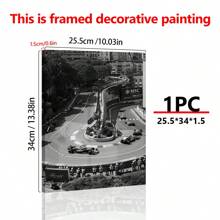1 pieza, Lienzo colgante, Pintura decorativa enmarcada, Artes de pared, Póster, Gran Premio de Mónaco, Póster, Arte de pared en blanco y negro, Pista de carreras, Regalo de fans, Regalos de cumpleaños y graduación