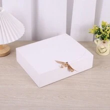 1 个皮革和白色纸板礼品盒，带蝴蝶结，用于马卡龙 - 白色 - 查看 4