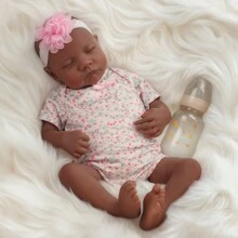 BABESIDE 20 Inch Lifelike Reborn Baby Dolls Girl Realistic Black African American Newborn Baby Dolls Sleeping That Look Real With Feeding Kit & Gift Box For Kids Age 3+ - Multicolor - View 7