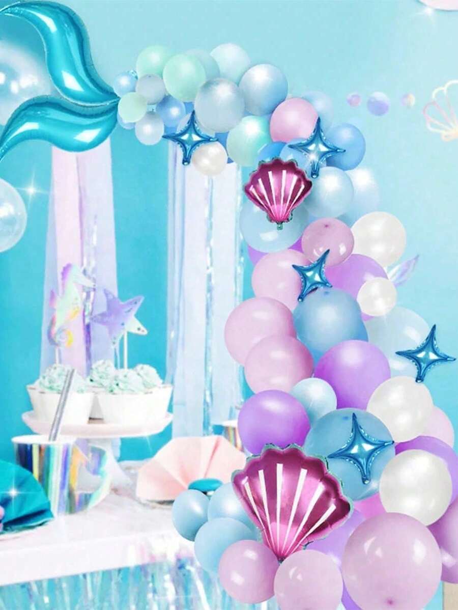 87pcs Mermaid Balloon Chain Balloon Set, Ocean Theme Party Birthday Decorations