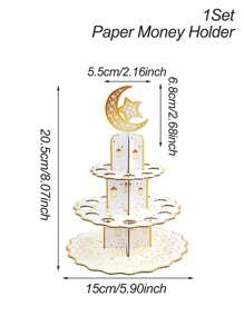 1 套 Eid Ramadan Kareem 3 层红包纸架，穆斯林节日 Eid Ramadan 主题创意 3D 桌面装饰，白金月亮星图案钱夹 Eid Ramadan 现金夹，赠送钱作为礼物的有趣方式，2025 年 Eid Mubarak 斋月假期家庭聚会礼品夹，Eid Ramadan 派对装饰用品，斋月 Eid 纸质礼品夹，派对礼品 - 白金 - 查看 3