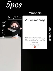 5/1 PVC Siliconen Materiaal Mini Jezus Beeld Paasdecoratie Ornament, Emotionele Ondersteuning, Emotionele Aanmoediging Cadeau Zak Knuffel Kaart, Een Beetje Dichtbij Van Mij Naar Jou, Gevuld Met Heel Veel Liefde En Dikke Knuffels Ook! Hou Heel Veel Van Jou, Jezus Zegen Je