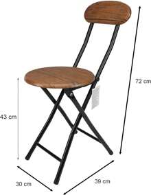 STALER - Lightweight Folding Chair - Metal Stool With Wood - Ideal For Kitchen, Garden, Living Room And Terrace Bar - 30x73 CM - 棕色 - 查看 3