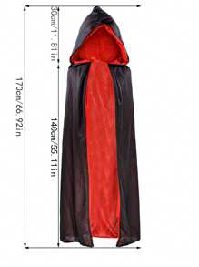 1 pieza Capa negra con capucha para adultos en Halloween, capa de disfraz de una sola capa para bruja, vampiro, demonio, adecuada para varios festivales, fiestas, actuaciones, decoraciones, tela de satén, longitud total 1,7 metros Capa negra