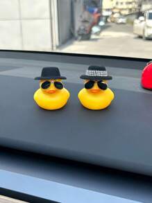 1 件黑色水钻装饰鸭子汽车饰品，水钻可爱鸭子装饰，适用于汽车内饰