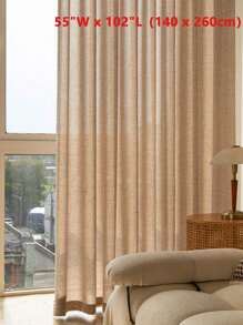 2 件日式休闲简约加厚亚麻薄纱窗帘，半透明但不透视，适用于客厅、卧室、阳台、日常家居装饰