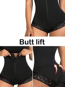 1 件女士塑身衣收腹 Fajas Colombianas 塑身衣拉链开胸紧身衣 - 黑色 - 查看 5